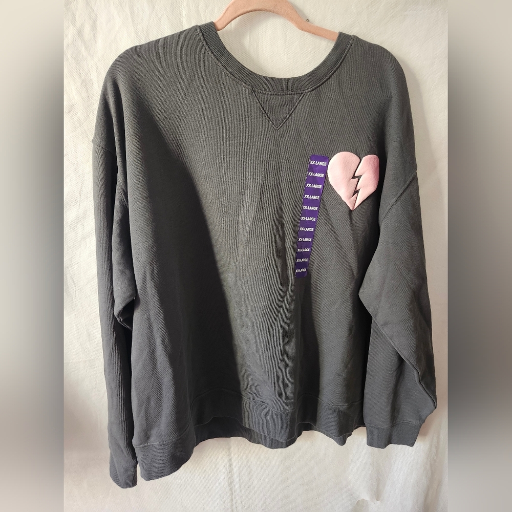 Wildfox Women's Graphic Crewneck Pullover Sweatshirt In Gray Size  XXL